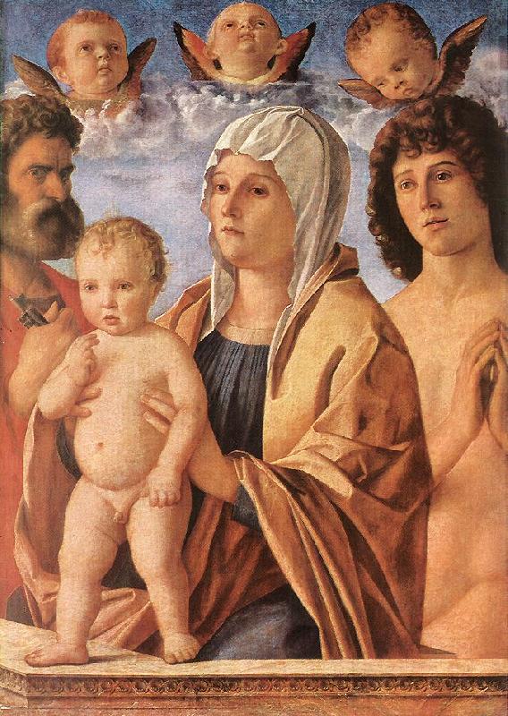 BELLINI, Giovanni Madonna with Child and Sts. Peter and Sebastian fgf Germany oil painting art